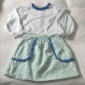 Mint Magnolia Floral Skirt Set with Ruffle Trim, Size 12